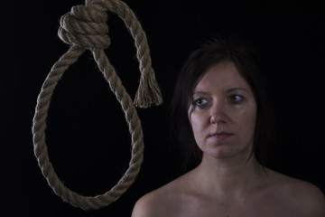 A woman hanging suicide.
