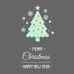 Christmas background with Christmas tree, vector illustration.