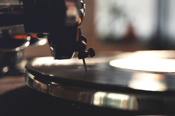 Old gramophone player, closeup