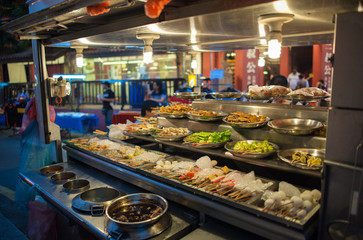 Food vendors in Asia Style, selling street food for take away. These vendors offer some great street food, including Thai, Chinese and Malaysia Food
