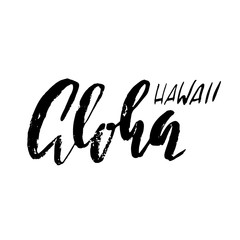 Fototapeta na wymiar Conceptual hand drawn phrase Aloha. Lettering design for posters, t-shirts, cards, invitations, stickers, banners, advertisement. Vector illustration.