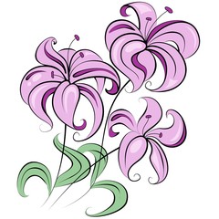 Illustration - stylized bouquet of flowers similar to lily