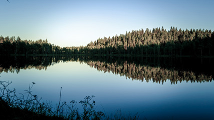 Lake view in calm morning at Finnish national park