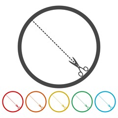 Scissors with cut line 