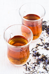 Herbal tea in a cup closeup
