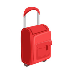 Small Red Suitcase With Pockets On Wheels With Telescopic Handle Item From Baggage Bag Cartoon Collection Of Accessories