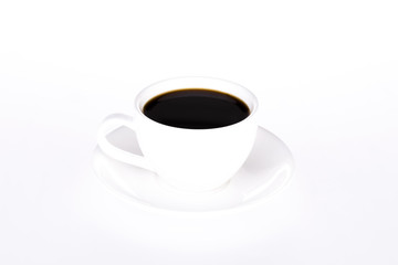 cup of coffee over white background


