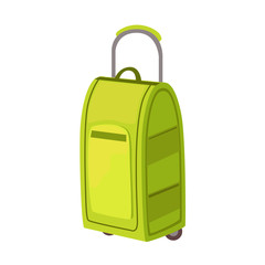 Large Green Suitcase On Wheels With Telescopic Handle Item From Baggage Bag Cartoon Collection Of Accessories
