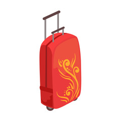 Red Large Suitcase On Wheels With Telescopic Handle And Decorative Pattern Item From Baggage Bag Cartoon Collection Of Accessories