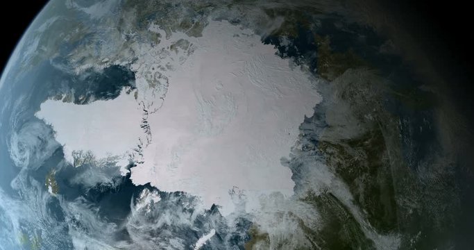 Orbiting over North Pole 3D Animation 4k