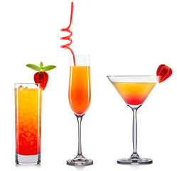 Mimosa cocktail isolated on a white background.