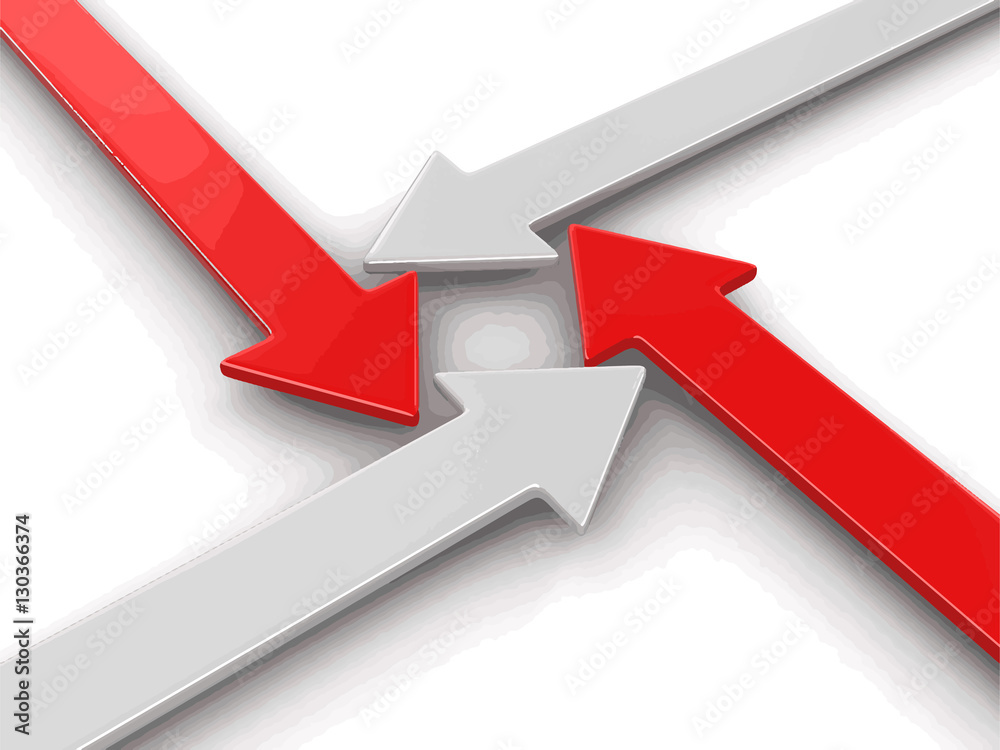 Poster 3d image of arrows in different directions. image with clipping path