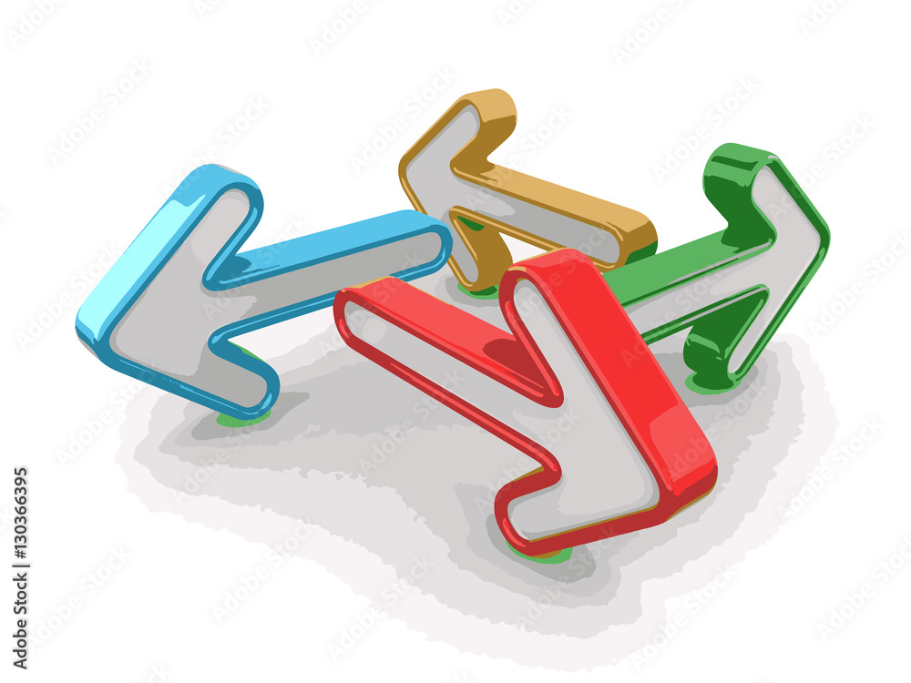 Poster 3d image of arrows in different directions. image with clipping path