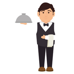 elegant waiter character icon vector illustration design