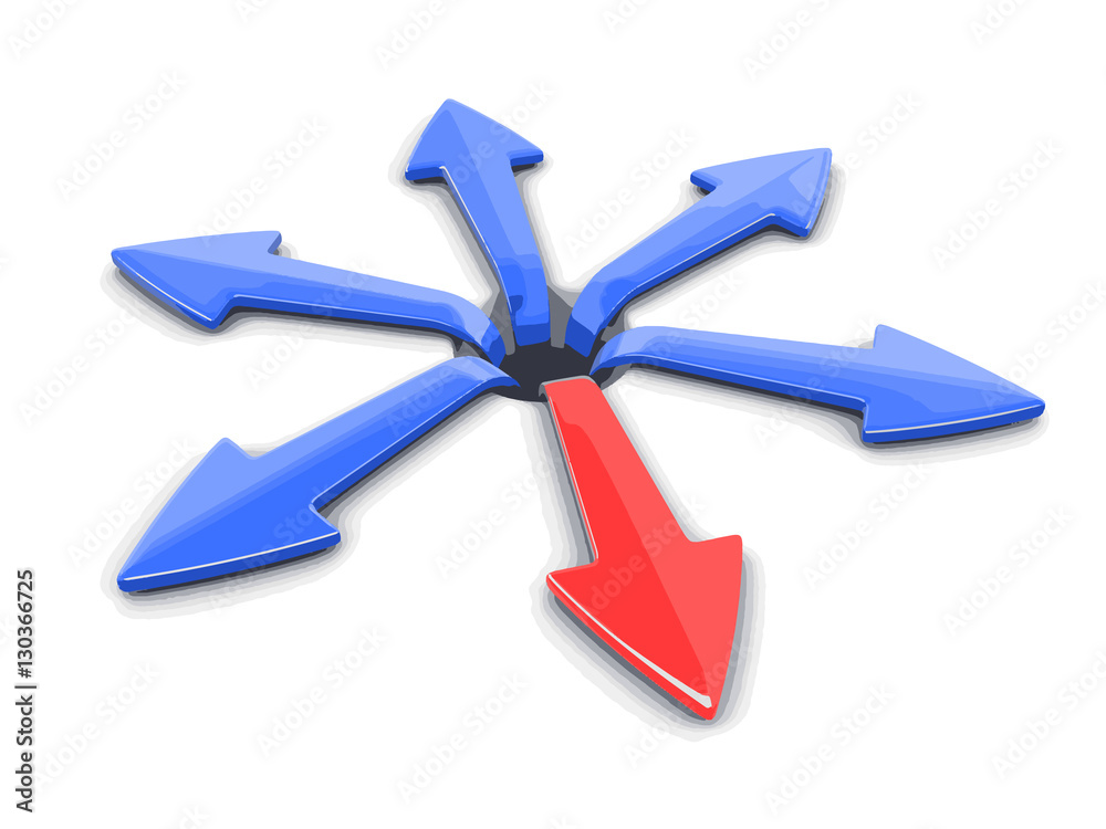 Poster 3d image of arrows in different directions. image with clipping path