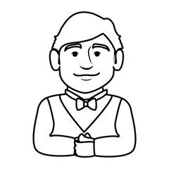 elegant waiter character icon vector illustration design