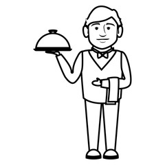 elegant waiter character icon vector illustration design