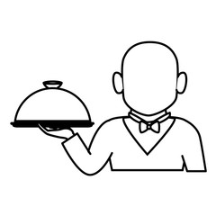elegant waiter character icon vector illustration design