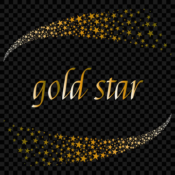 Two falling Christmas star ray background with glittering meteor flying towards each other. Vector illustration. Gold star. Festive new year greeting card template layout.