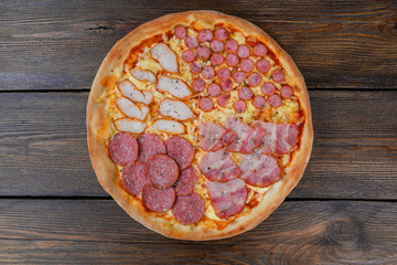 Pizza with four kinds of meat