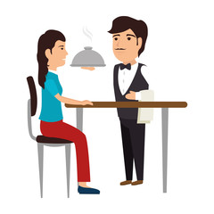 elegant waiter character icon vector illustration design