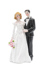 figurine the bride and groom isolated on white - 130367775