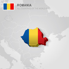 Romania and neighboring countries. Europe administrative map.