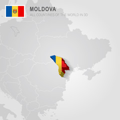 Moldova and neighboring countries. Europe administrative map.