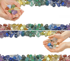 Two Crystal Healing Website Banners -  Two versions of a Crystal Healer holding crystals on a white...