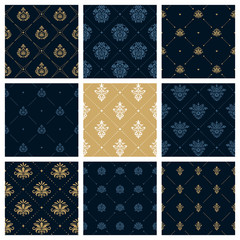 Royal patterns or victorian christmas background set