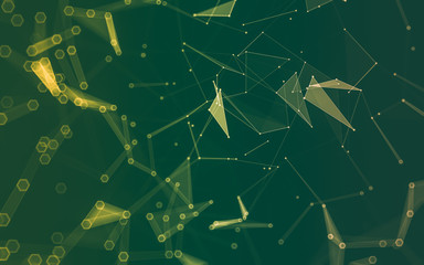 Abstract polygonal space low poly dark background, 3d rendering