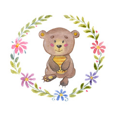 Cute baby bear for kindergarten, nursery, children clothing, kids pattern