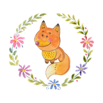 Cute fox Animal for kindergarten, nursery, children clothing, baby pattern