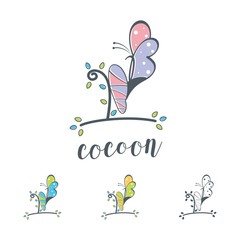 Butterfly Cocoon Very Cute Design Logo Vector