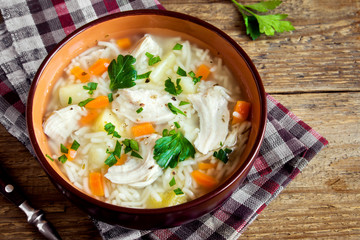 Chicken soup with noodles