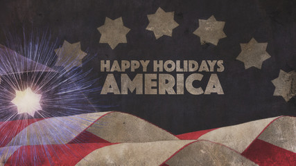 Happy Holidays America. Flag and Star