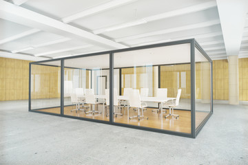Conference room inside glass box