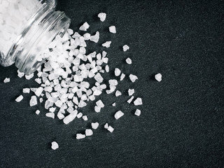 coarse sea salt on stone close up
