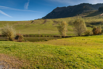 Amazing autumn landscape under Mount Rigi, Alps, Switzerland 