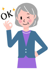 シニア　女性　ジェスチャー