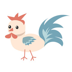 Cute Cartoon Chicken on White Background