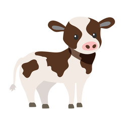 Cute Cartoon Cow on White Background