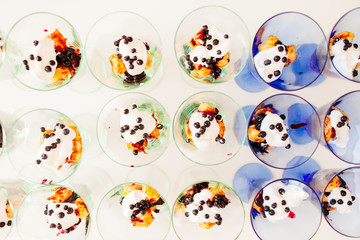 eclairs dessert with blackberry