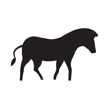 Zebra or horse silhouette on the white