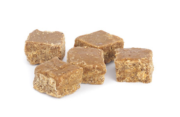 caramel toffee on white background
