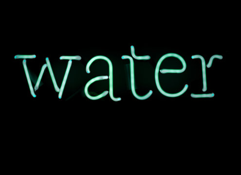 word water written in neon lamp