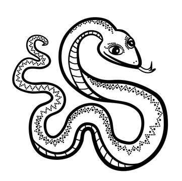 Vector illustration of zodiac snake black and white