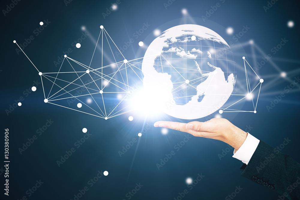 Poster global business and technologies concept