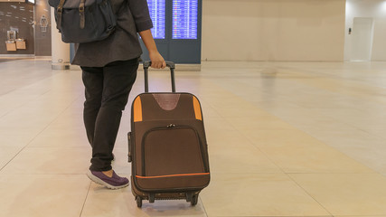 luggage and tourist on airport background
