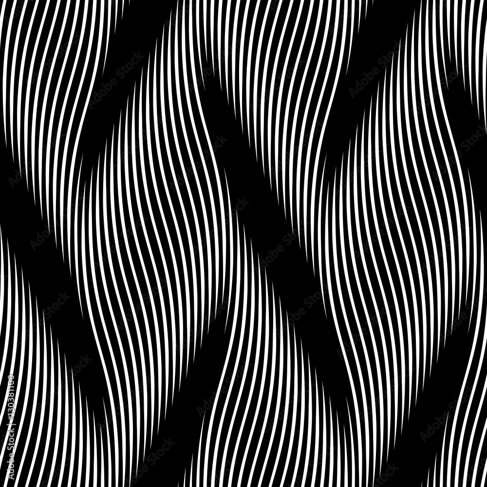Poster Vector seamless pattern of linear wavy braids and curve lines